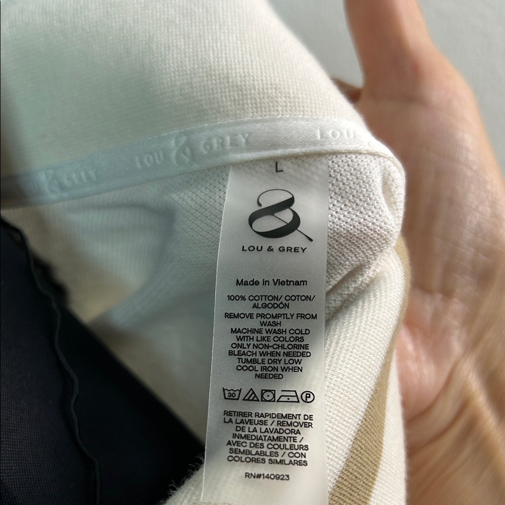 Lou & Grey Cream  COTTON Short Sleeve Polo - Picture 7 of 13